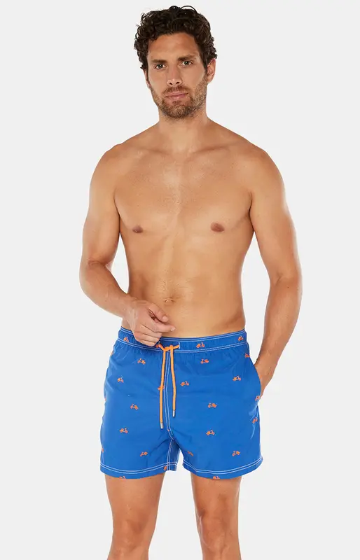 Short de bain brodé Scooter - Bleu