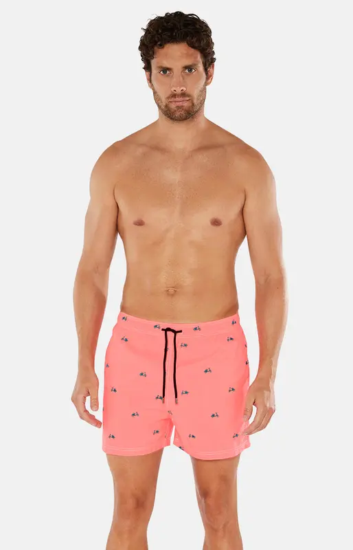 Short de bain brodé Scooter - Rose