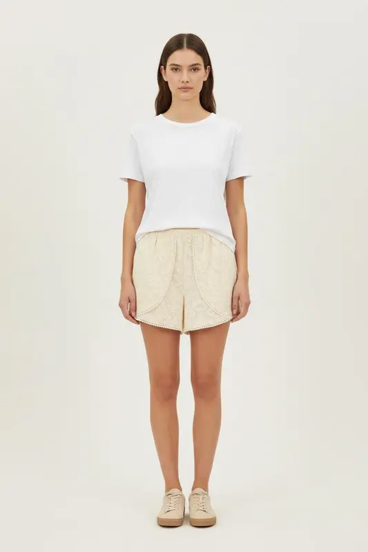 Short Dentelle Beige - Taille XL/42