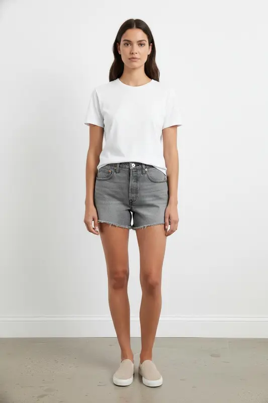 Short en Jean Gris - Taille L/40