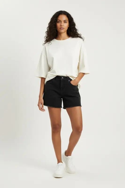 Short en Jean Noir - Taille S/36