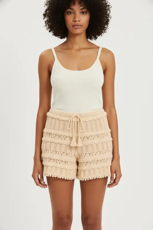 Short en Maille Beige - Taille S/36