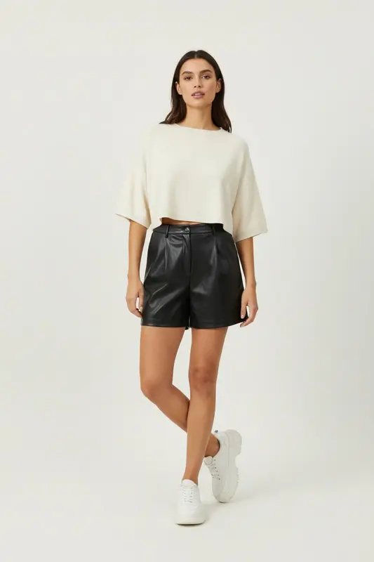 Short en Similicuir Noir - Taille M/38