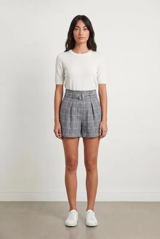 Short gris à carreaux - Taille S/36