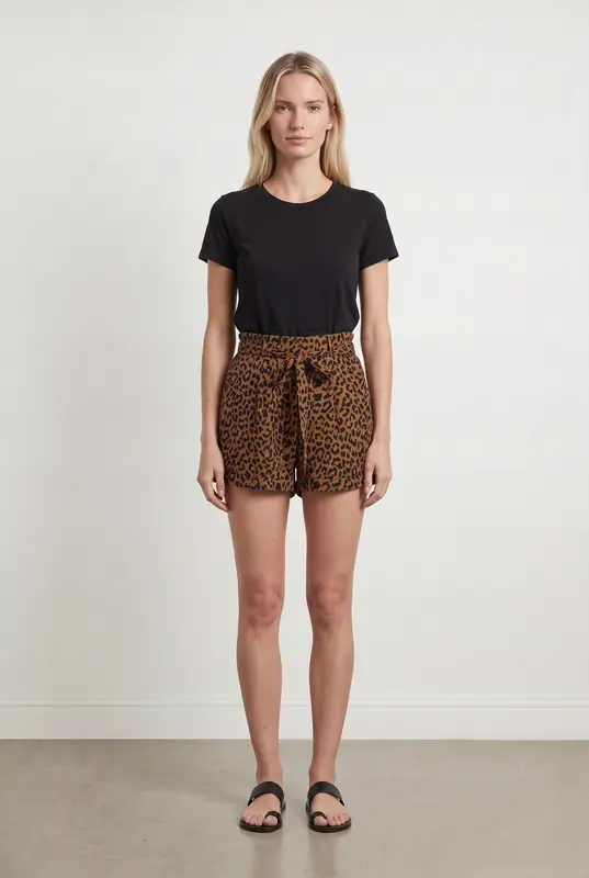 Short Léopard Marron et Noir - Taille XS/34