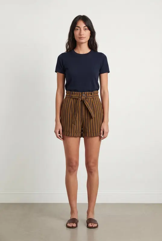 Short Rayé Marron et Noir - Taille XS/34