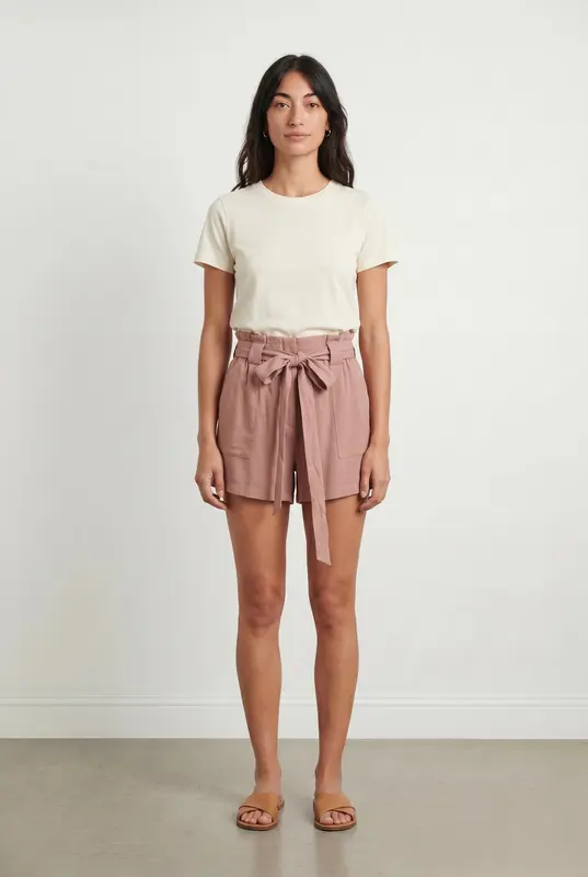 Short Taille Haute Rose - Taille S/36