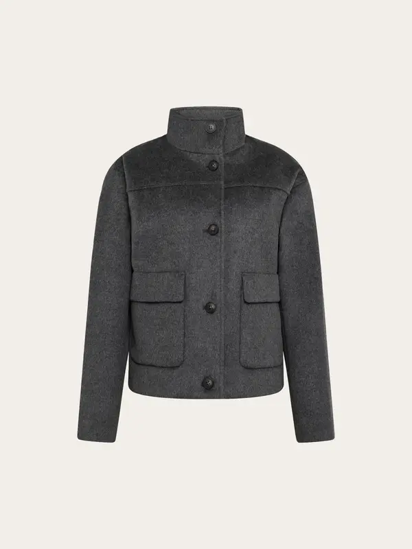 Short wool jacket - Dark Grey Melange
