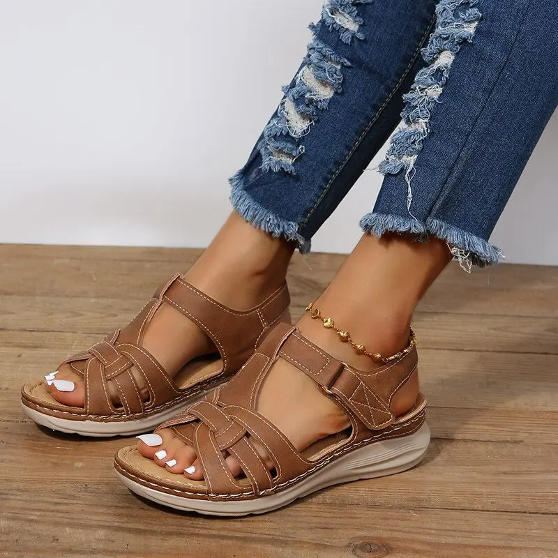 Sienna - Sandales compensées femme bout ouvert Plateforme orthopédique soutien voûte & posture