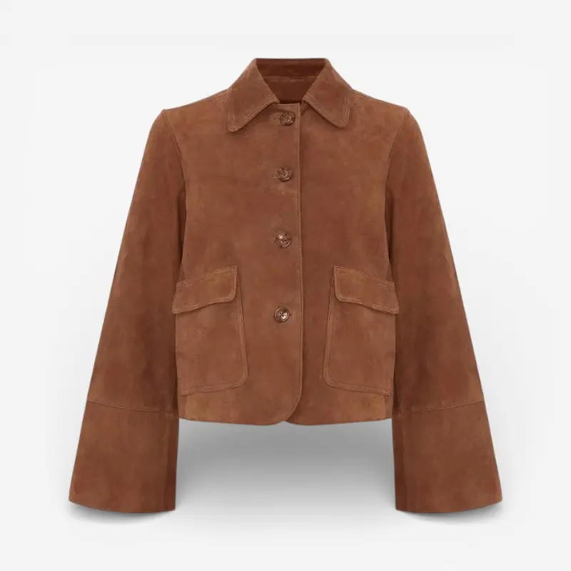 Siyana – Veste boutonnée à manches longues avec poches avant et col rabattu