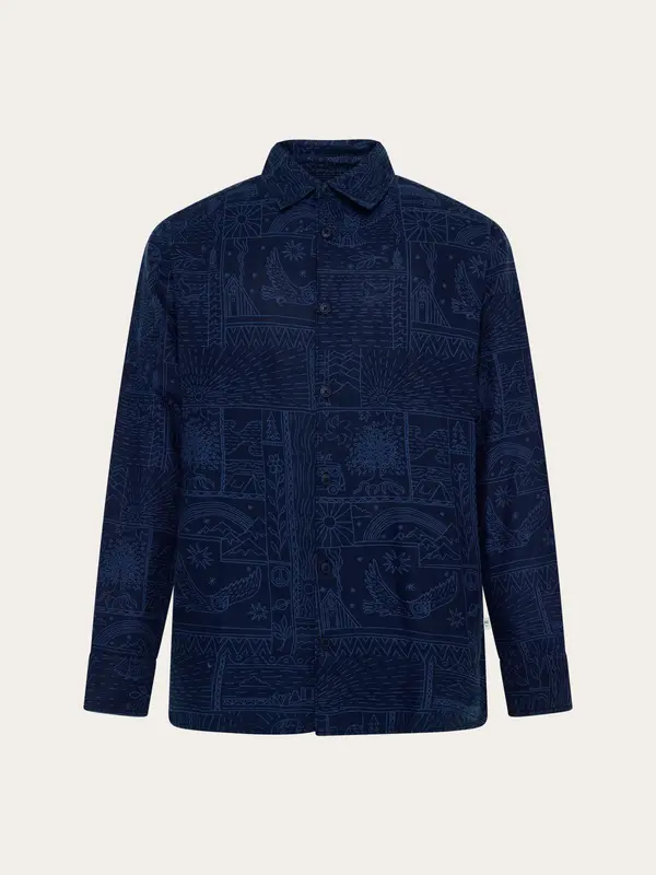 Sleet comfort print shirt - Blue