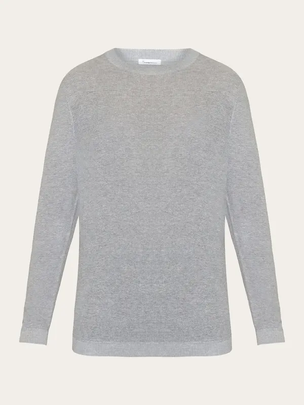 Slim crew neck mixed yarns light knit - OCS - Grey Melange