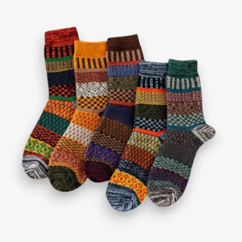 SockNest – Chaussettes en laine colorées 5 paires avec motif imprimé