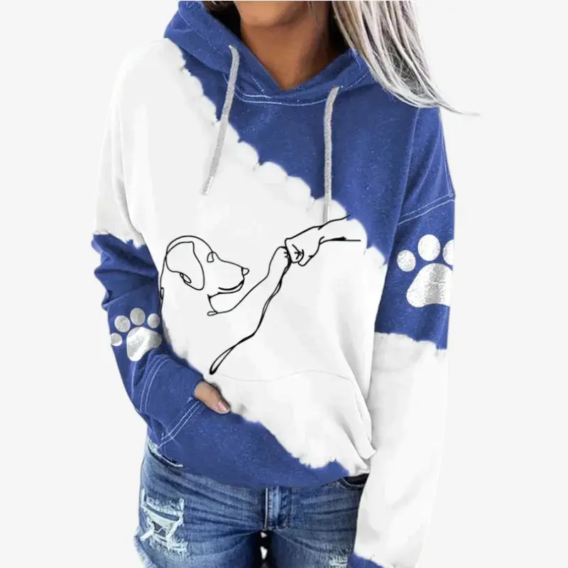 Sophia – Hoodie ample à manches longues avec motif chien et poches
