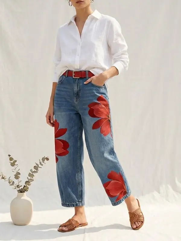 Sophia - Pantalons Floral Décontractés