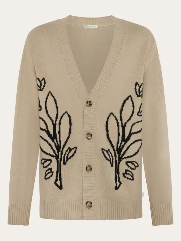SOS Jacquard knitted Cardigan GOTS/Vegan - Light feather gray