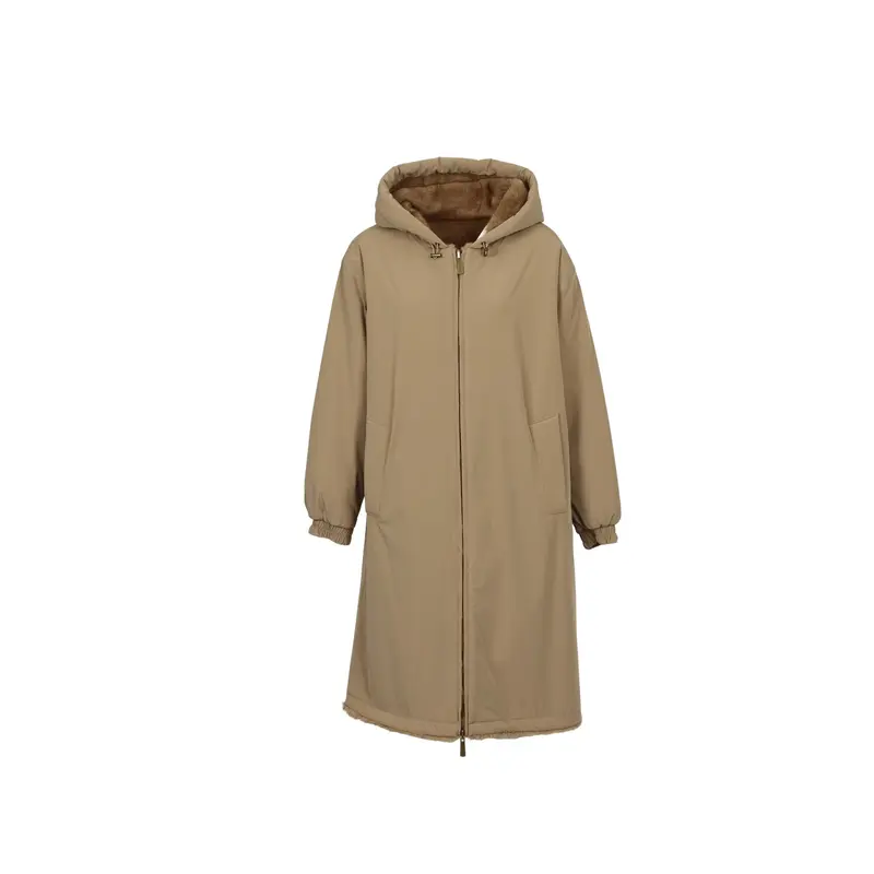 STARRY (REF. 65295) TAUPE - PARKA BI MATIERE NYLON ET FAUSSE FOURRURE REVERSIBLE
