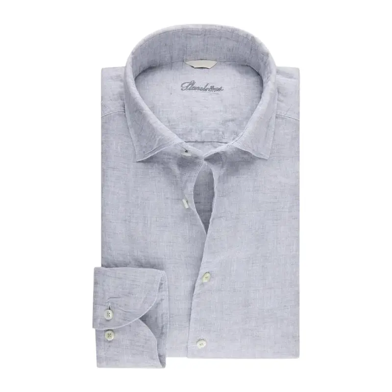 Stenstroms Hommes Chemise manches longues hommes gris clair lin slimline