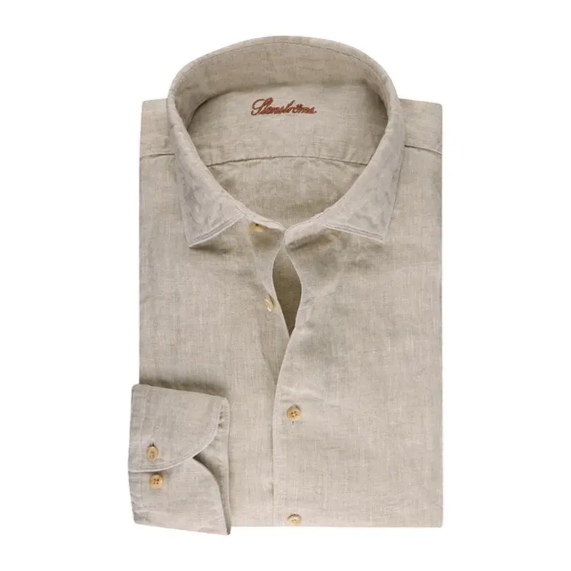 Stenstroms Hommes Chemise manches longues hommes légère beige lin slimline