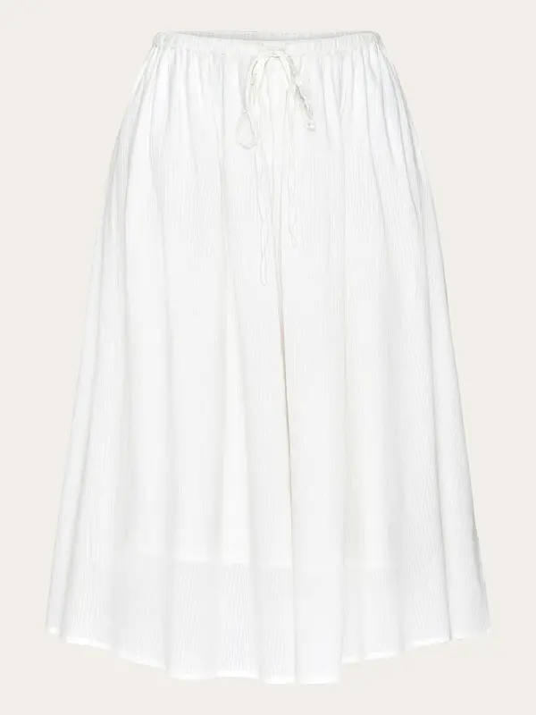 Stripe structure A-shape mid-length skirt - Egret