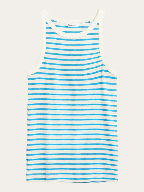 Striped racer rib top - Blue stripe