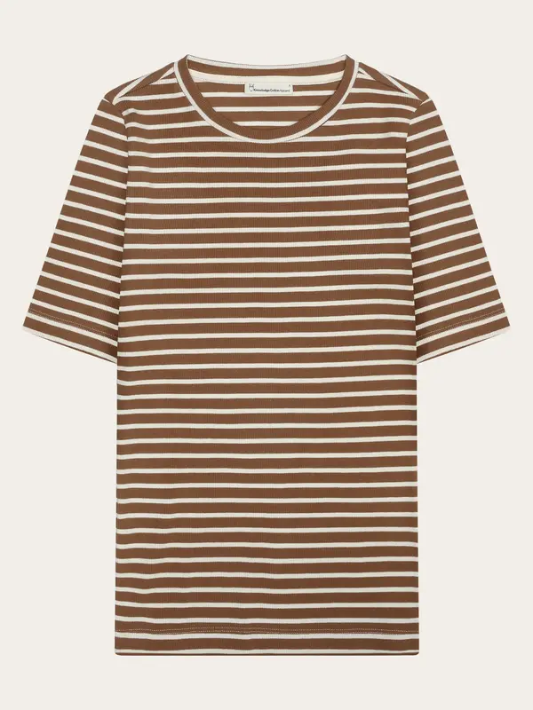 Striped rib t-shirt - Dark Brown Stripe