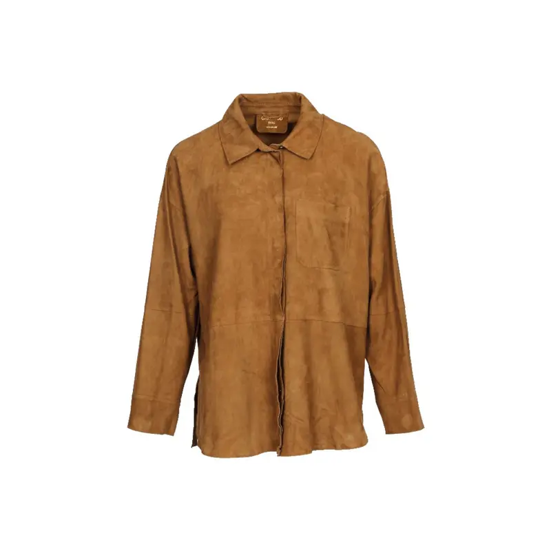 SUBLIMA (REF. 65039) COGNAC- CHEMISE EN CUIR DE CHEVRE VELOURS