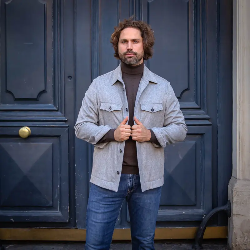 Sur-chemise en cachemire gris perle