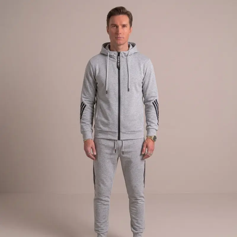 Survêtement homme zippé en coton mélangé, deux pièces assorties