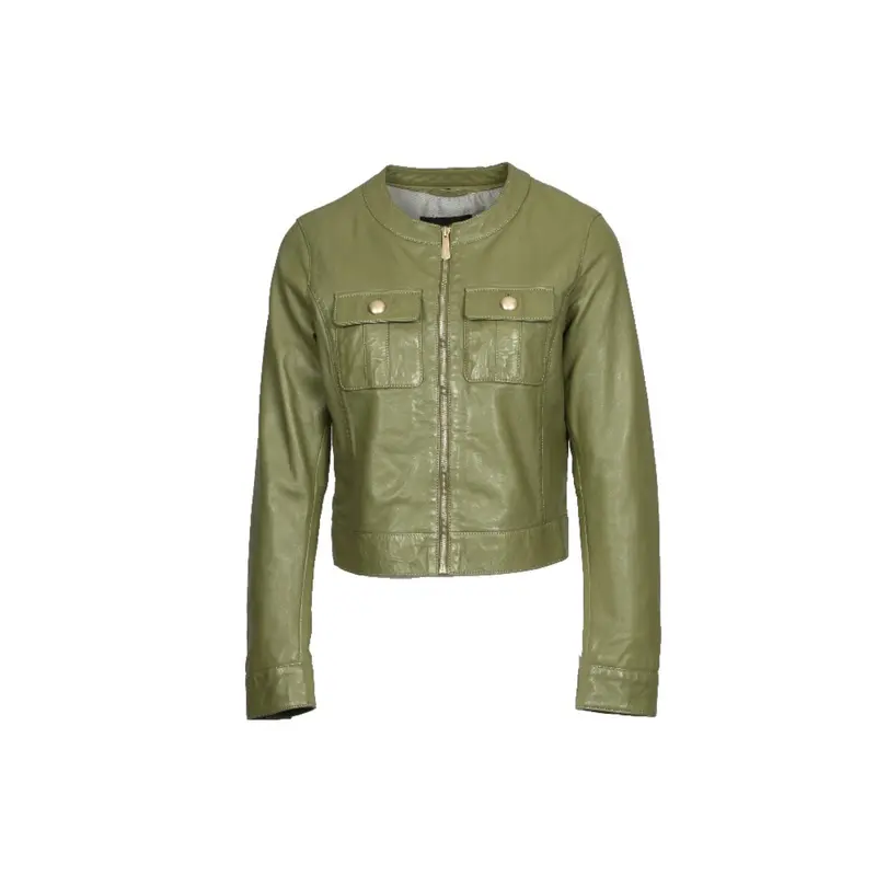 SUSAN (REF. 65161)KAKI CLAIR- VESTE EN CUIR