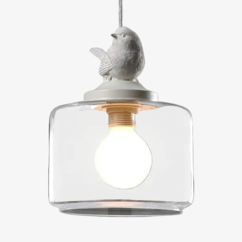 Suspension motif oiseau en métal et verre