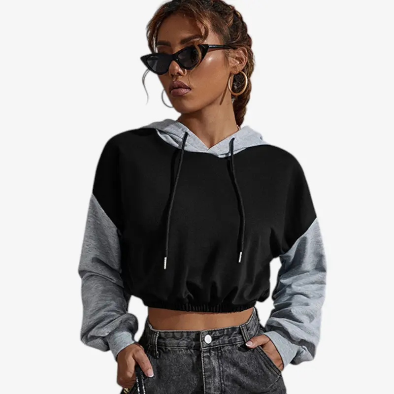 Sweat à capuche court femme à enfiler