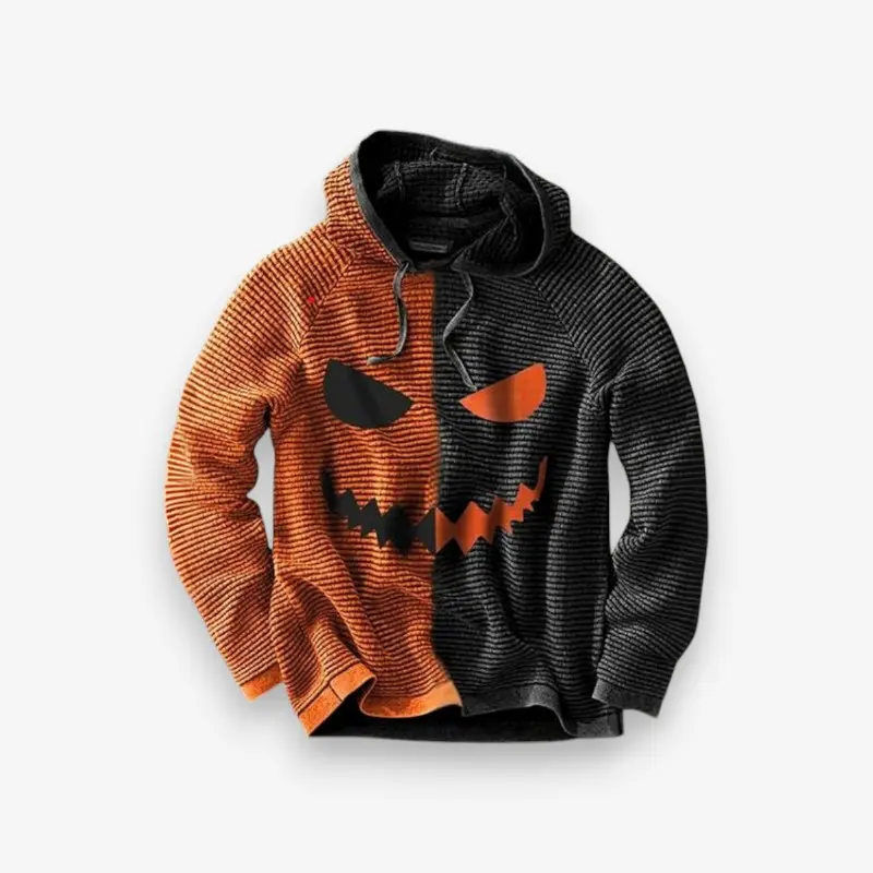 Sweat à capuche Noël motif citrouille manches longues