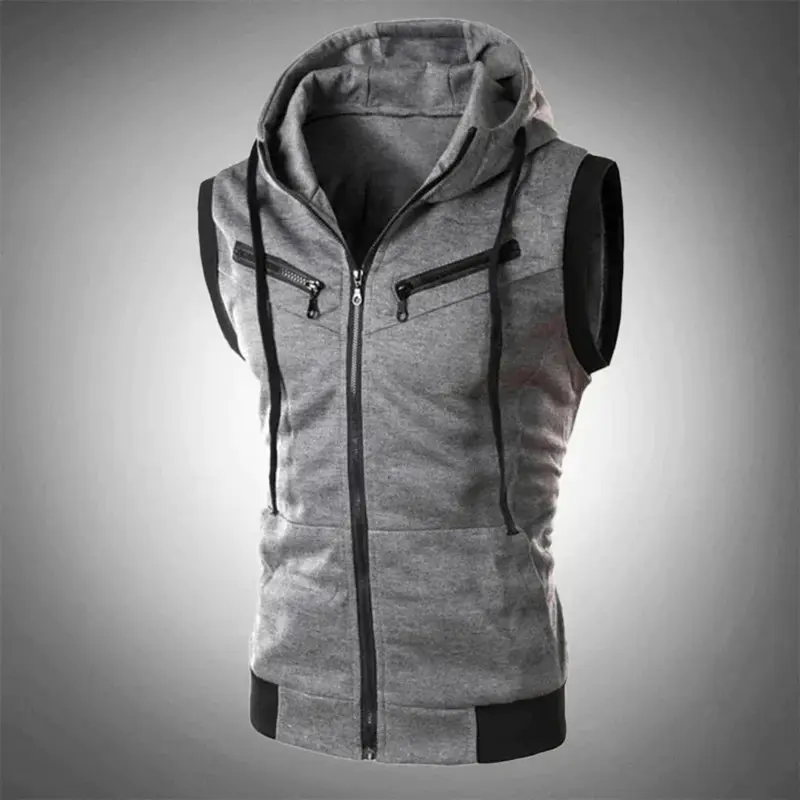 Sweat à capuche sans manches homme zippé