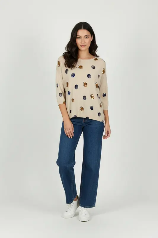 Sweat Beige et Bleu - Taille S/36