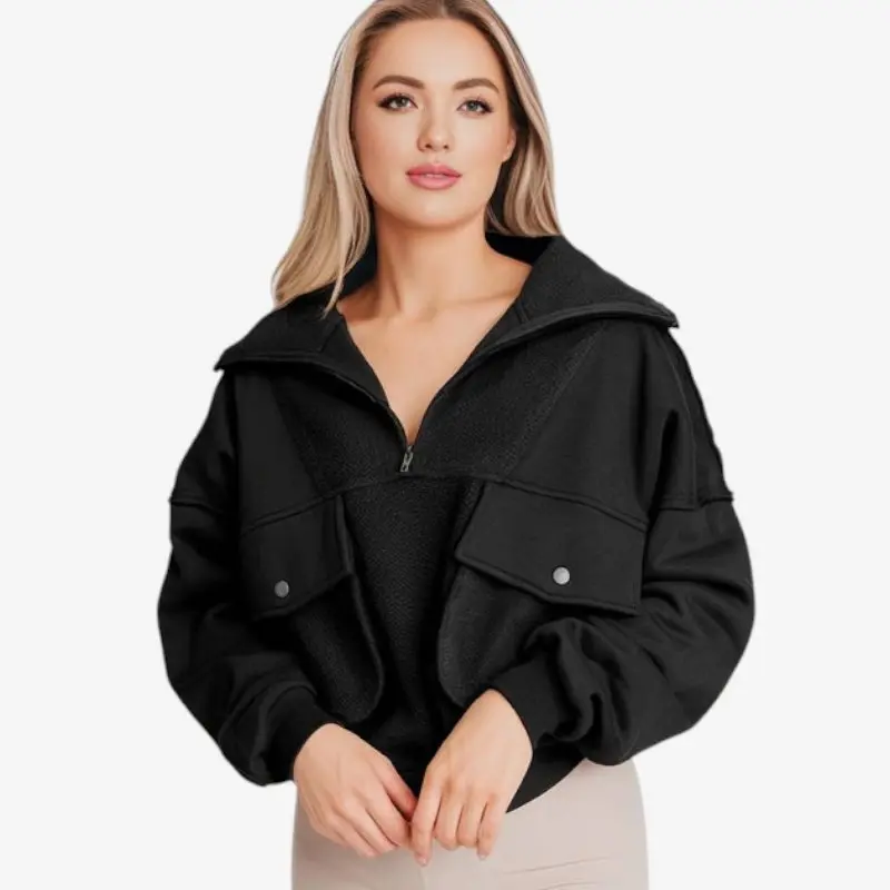 Sweat-shirt femme coupe ample avec poches zippées |
