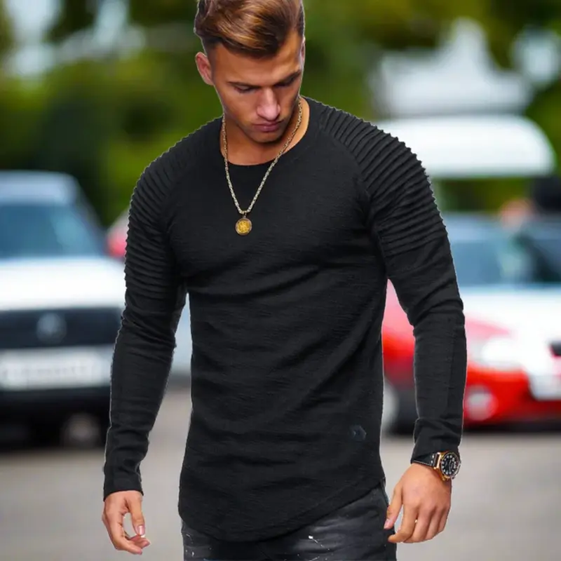 Sweat-shirt homme slim col ras du cou manches longues