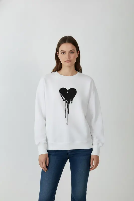 Sweatshirt Blanc et Noir - Taille XS/34