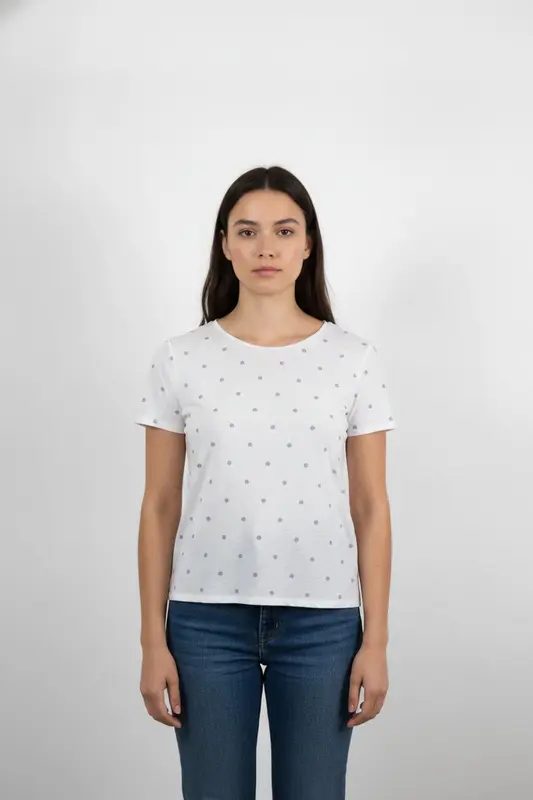 T-shirt blanc à pois - Taille S/36