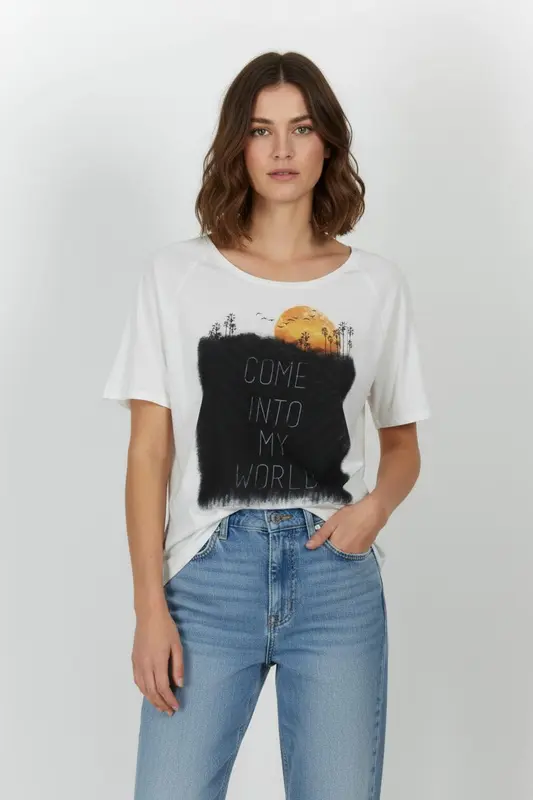 T-shirt Blanc et Noir - Taille M/38