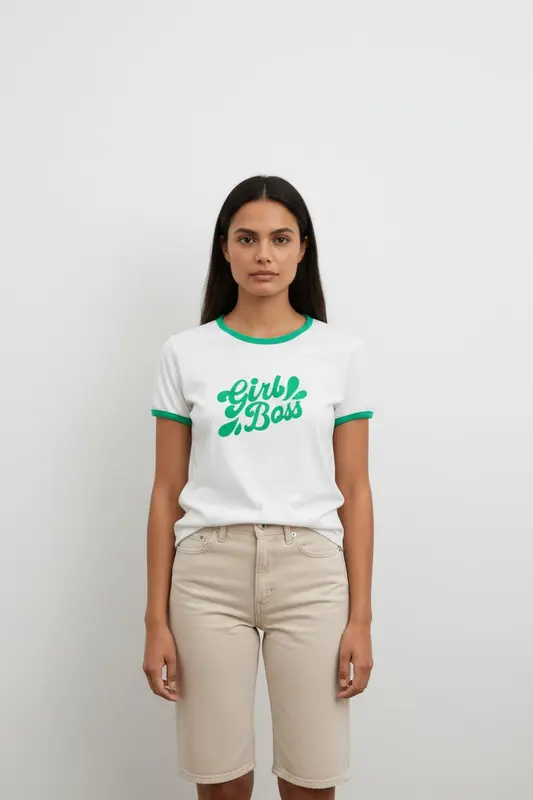 T-shirt blanc et vert - Taille XS/34