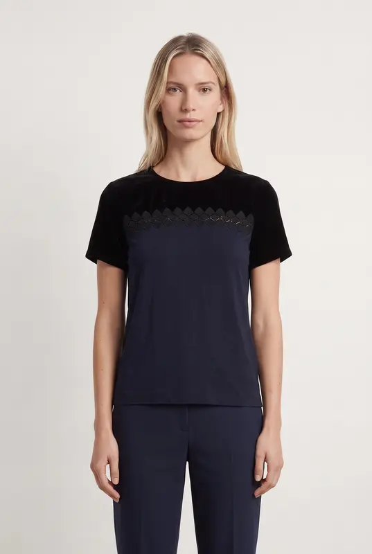 T-shirt bleu et noir - Taille M/38