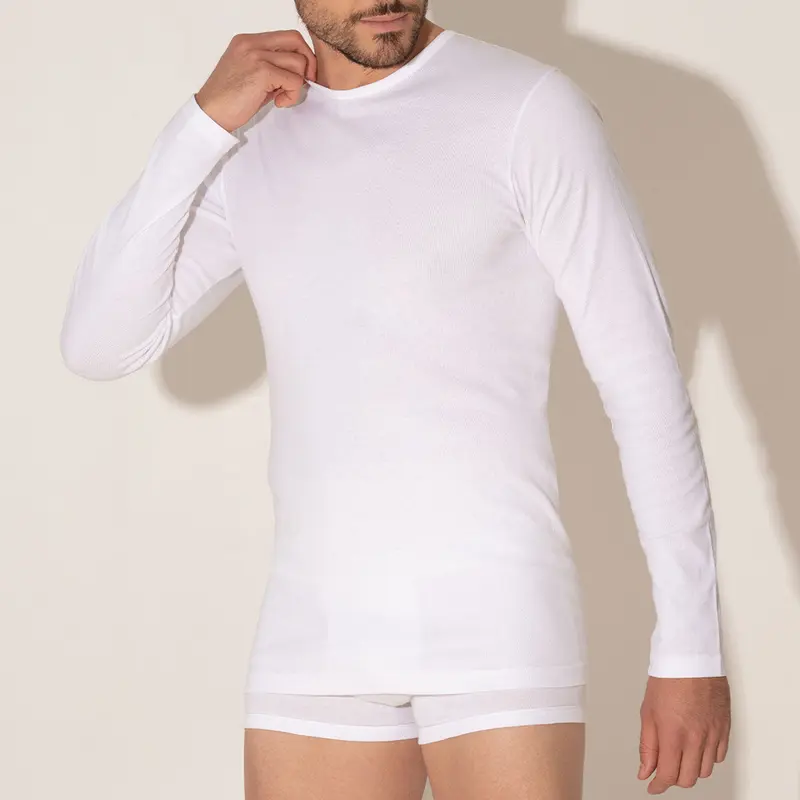T-shirt col rond manches longues homme Pur Coton Premium Eminence