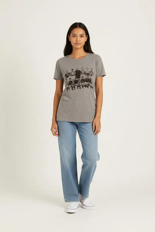 T-shirt gris avec photo - Taille S/36