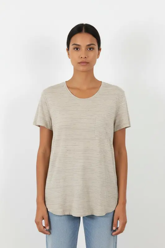 T-shirt gris rayé - Taille M/38