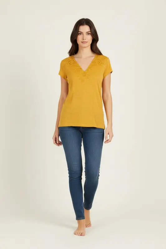 T-shirt Jaune - Taille XS/34