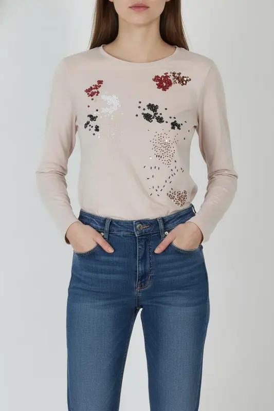 T-shirt Manche Longue Rose - Taille XS/34