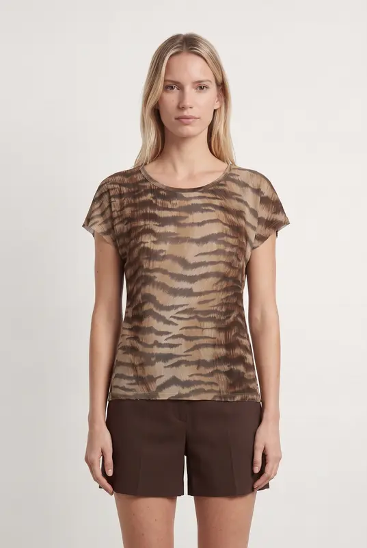 T-shirt Marron et Noir - Taille M/38
