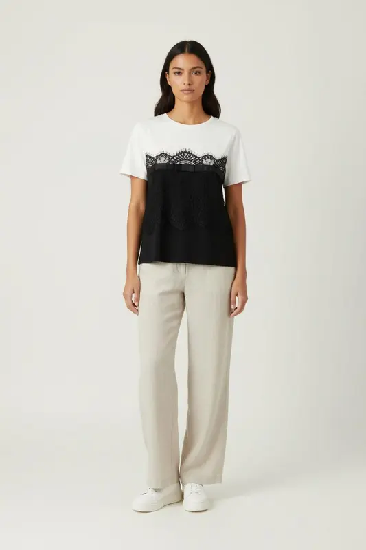 T-shirt noir et blanc - Taille S/36