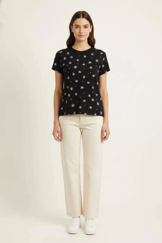 T-shirt Noir et Blanc - Taille XS/34